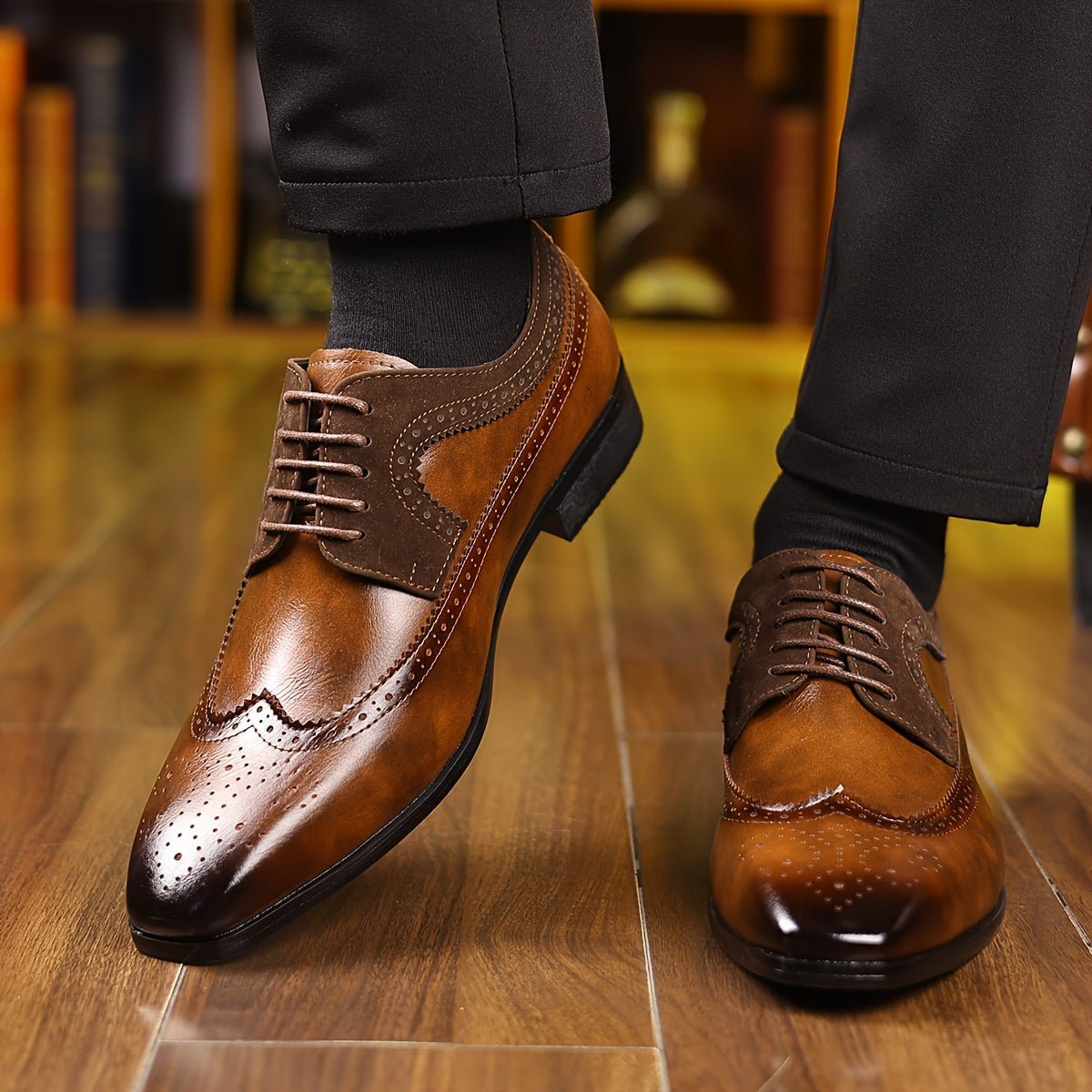 Men's Wingtip Brogue Oxfords Dress Shoes | Smart Formal Style Close Up