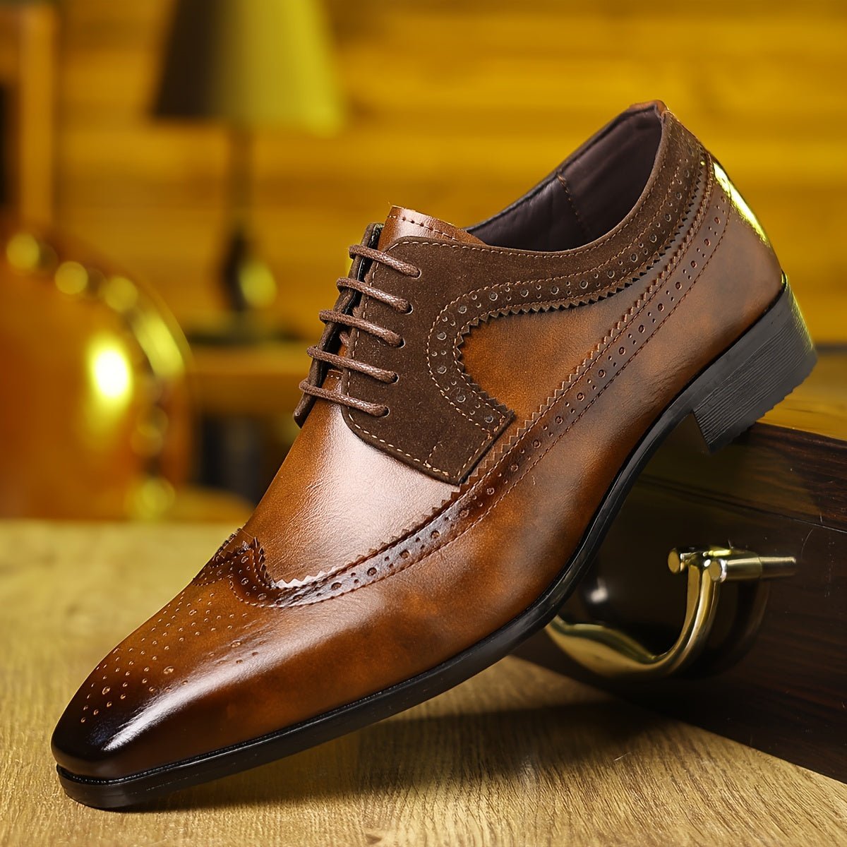 Men's Wingtip Brogue Oxfords Dress Shoes | Smart Formal Style Front