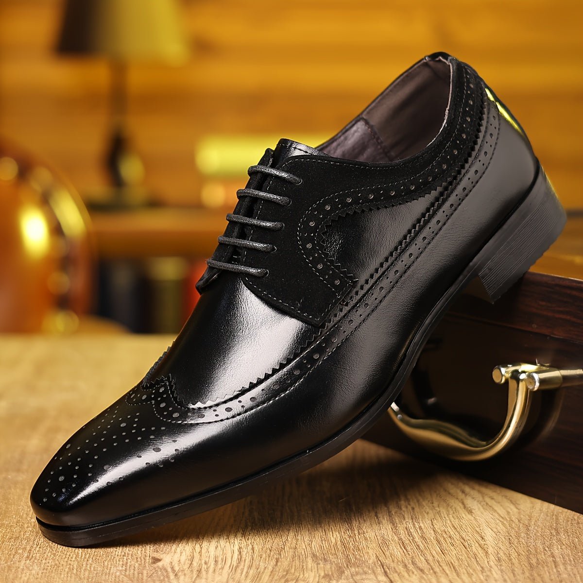 Men's Wingtip Brogue Oxfords Dress Shoes | Smart Formal Style Side