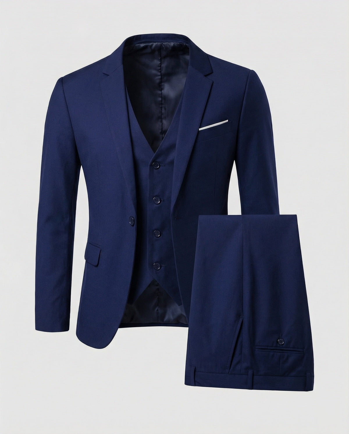 Men's Wool Blend Suit | Formal Two-Piece with Tailored Fit Back