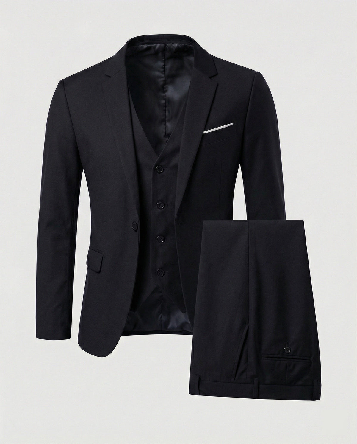 Men's Wool Blend Suit | Formal Two-Piece with Tailored Fit Close Up