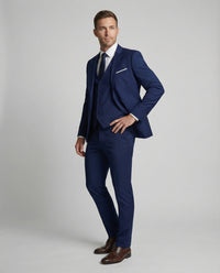 Men's Wool Blend Suit | Formal Two-Piece with Tailored Fit Front
