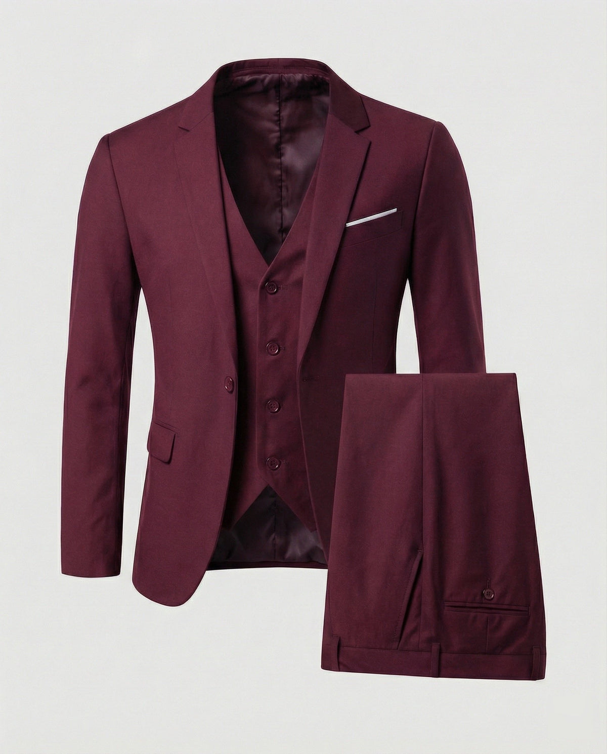Men's Wool Blend Suit | Formal Two-Piece with Tailored Fit Full