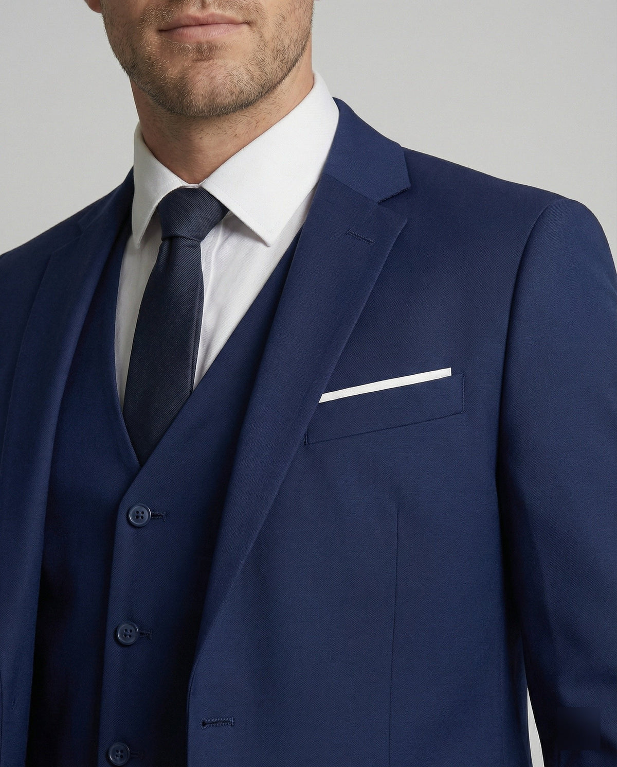Men's Wool Blend Suit | Formal Two-Piece with Tailored Fit Side