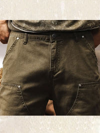 Men's Workwear Straight-Leg Utility Pants with Cargo Pockets Full