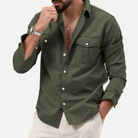 Men's Wrinkle Resistant Button Shirt with Chest Pockets Angle