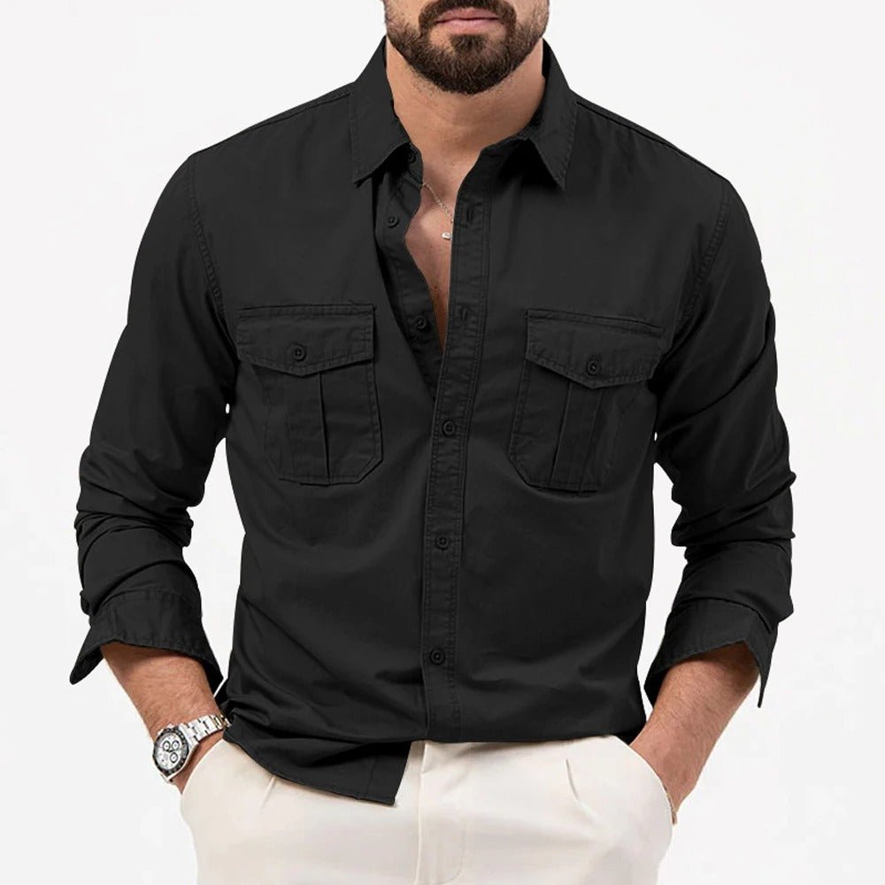 Men's Wrinkle Resistant Button Shirt with Chest Pockets Back
