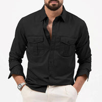 Men's Wrinkle Resistant Button Shirt with Chest Pockets Back