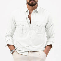 Men's Wrinkle Resistant Button Shirt with Chest Pockets Close Up