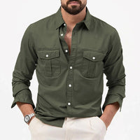 Men's Wrinkle Resistant Button Shirt with Chest Pockets Detail