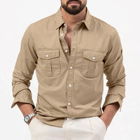 Men's Wrinkle Resistant Button Shirt with Chest Pockets Front