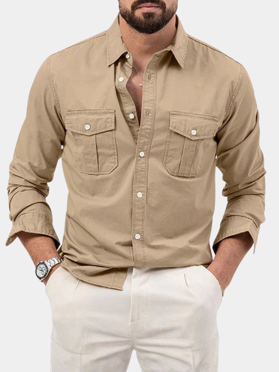 Men's Wrinkle Resistant Button Shirt with Chest Pockets Hero