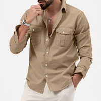 Men's Wrinkle Resistant Button Shirt with Chest Pockets Lifestyle