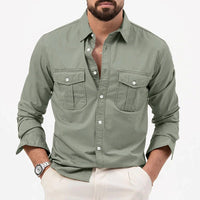 Men's Wrinkle Resistant Button Shirt with Chest Pockets Side