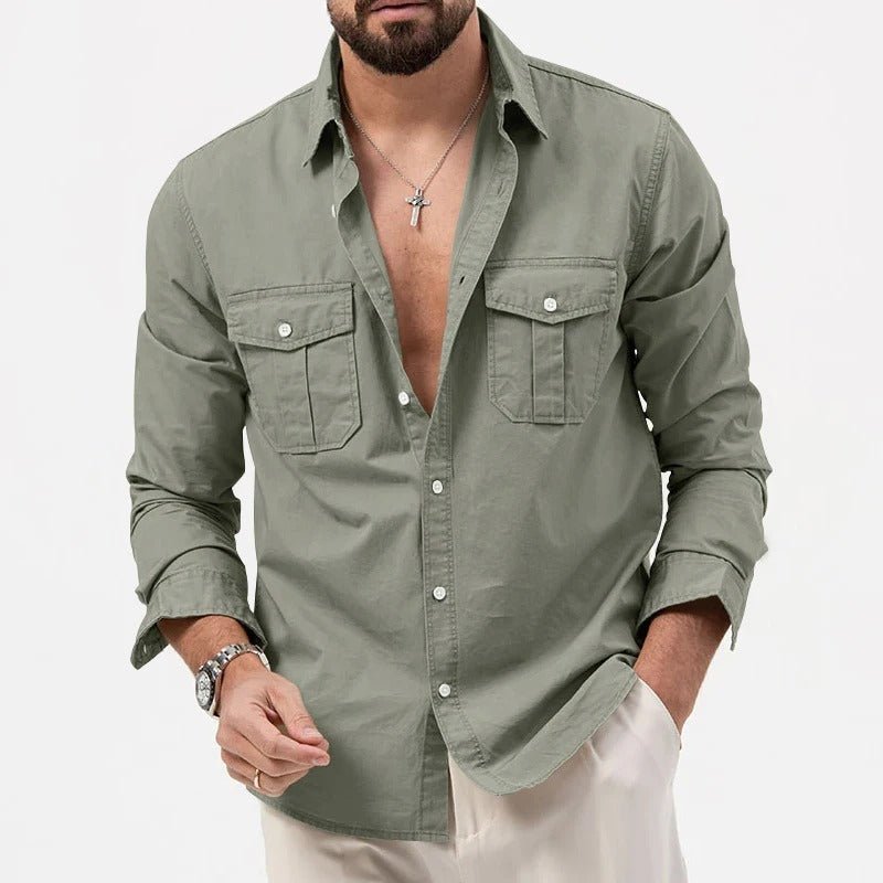 Men's Wrinkle Resistant Button Shirt with Chest Pockets View 12