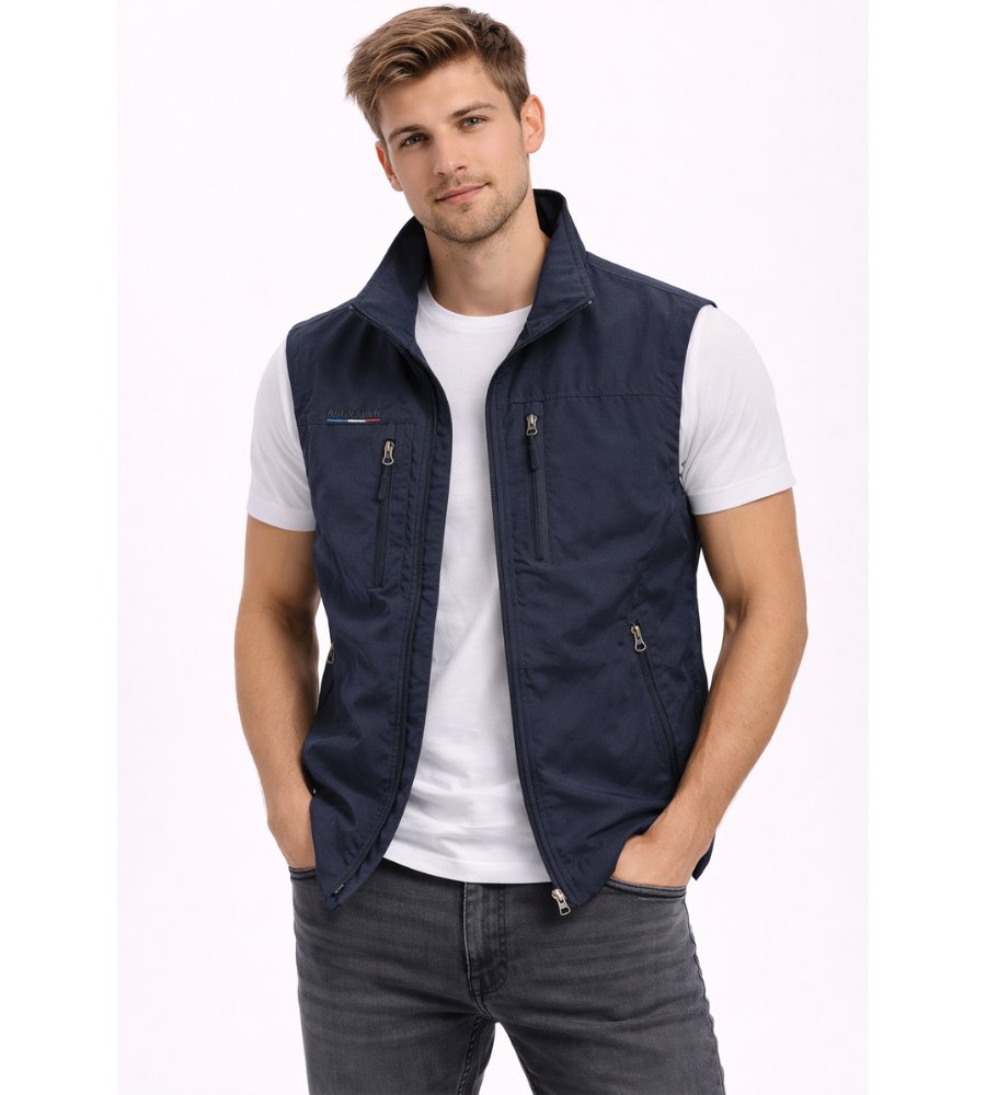Men's Zip Front Bodywarmer Vest | Outdoor with Stand Collar Lifestyle