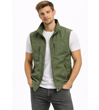 Men's Zip Front Bodywarmer Vest | Outdoor with Stand Collar Side
