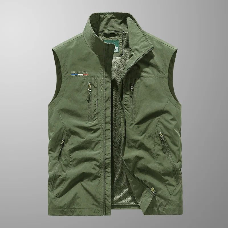Men's Zip Front Bodywarmer Vest | Outdoor with Stand Collar View 11