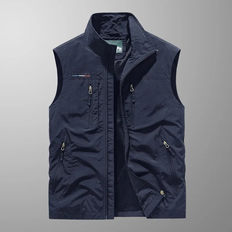 Men's Zip Front Bodywarmer Vest | Outdoor with Stand Collar View 14