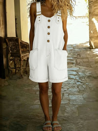 Women's Denim Dungarees with Short Leg and Side Pockets