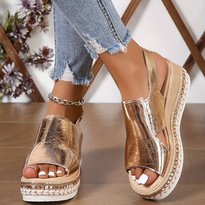 Women's Wedge Sandals with Open Toe and Slip On