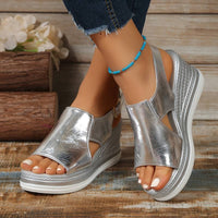Women's Wedge Sandals with Open Toe and Slip On