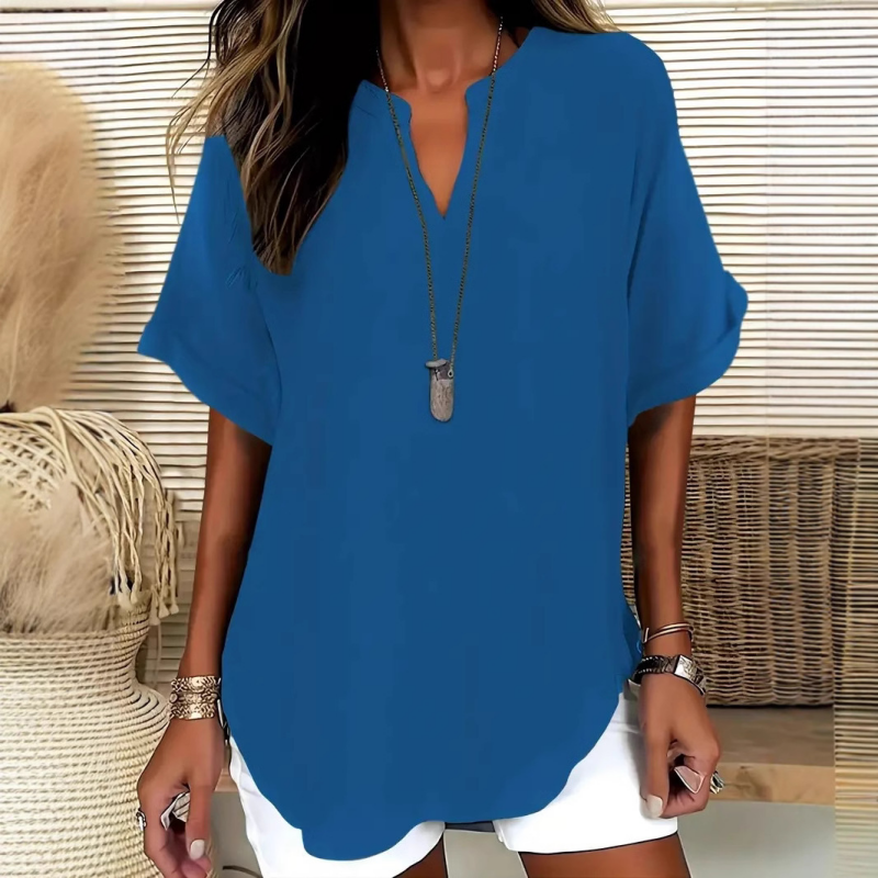 Women's Tops with V Neckline and Short Sleeves