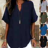 Women's Tops with V Neckline and Short Sleeves