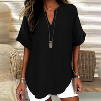 Women's Tops with V Neckline and Short Sleeves