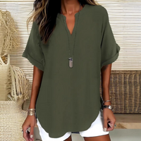 Women's Tops with V Neckline and Short Sleeves