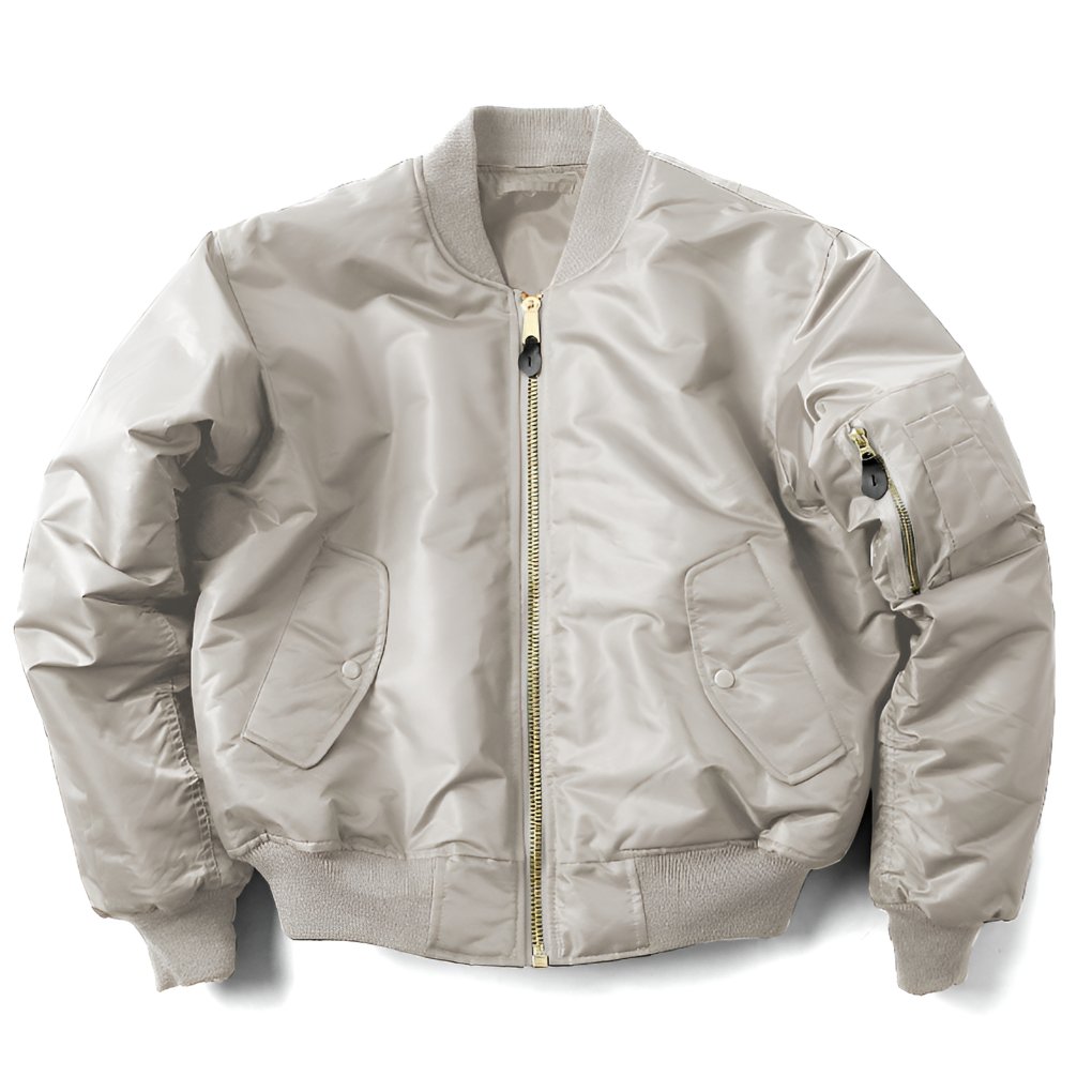 Unisex Classic Bomber Jacket with Ribbed Trim Close Up