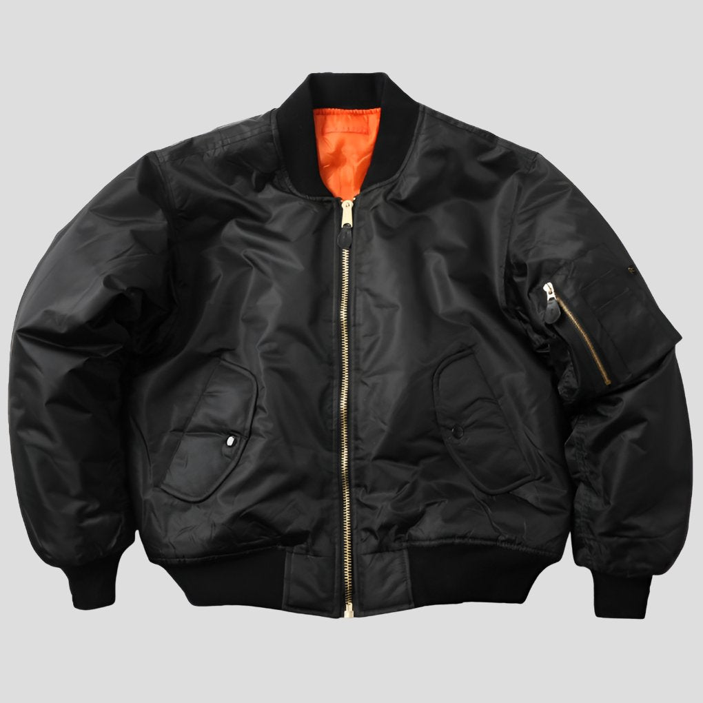 Unisex Classic Bomber Jacket with Ribbed Trim View 11
