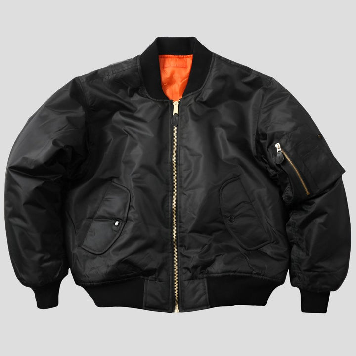 Unisex Classic Bomber Jacket with Ribbed Trim View 11
