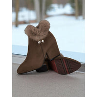 Women's Ankle Boots | Block Heel with Fur Trim Collar Detail