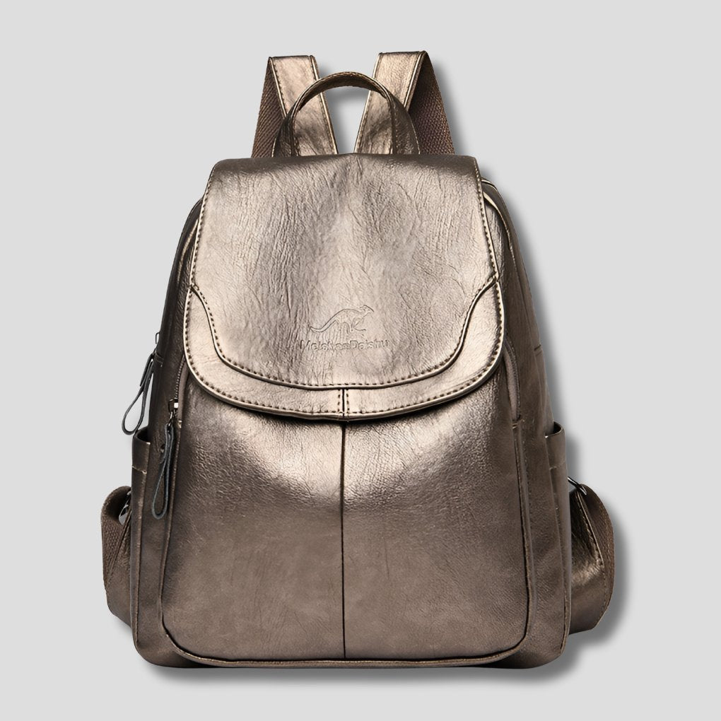Women's Anti-Theft Leather Backpack | Secure City Style Angle
