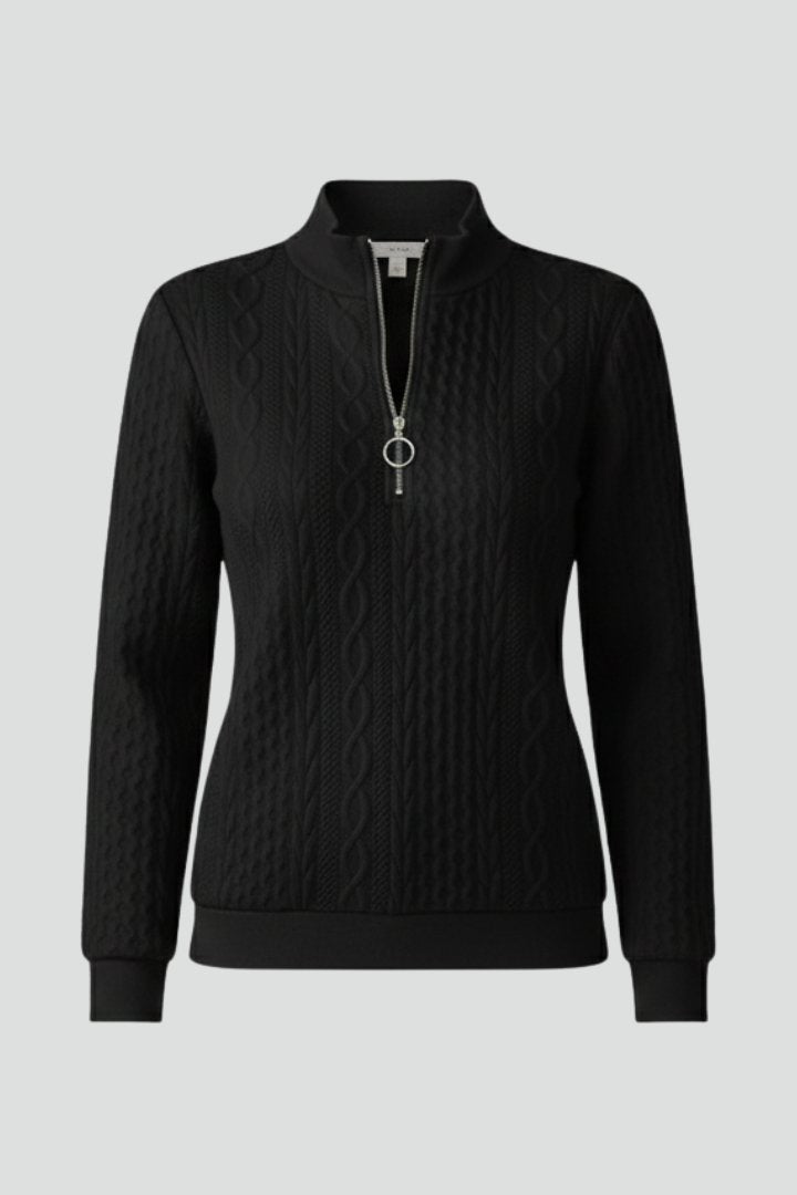 Women's Cable Knit Jumper with Zip Neckline Hero