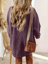 Women's Cable Knit Sweater Dress | Diamond Texture Relaxed Fit Detail