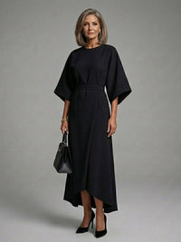 Women's Cape Sleeve Midi Dress | Waist Defined with Asymmetric Hem Hero