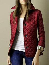 Women's Casual Quilted Jacket with Turned-Down Collar Angle