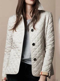Women's Casual Quilted Jacket with Turned-Down Collar Detail