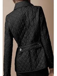 Women's Casual Quilted Jacket with Turned-Down Collar Front