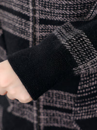 Women's Checked Hooded Jacket | Zip Up Relaxed Fit Back