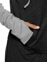 Women's Colour Block Hoodie with Thumbhole Sleeves Back