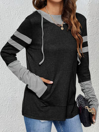 Women's Colour Block Hoodie with Thumbhole Sleeves Front