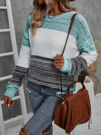 Women's Colour Block Stripe Knit Jumper Front