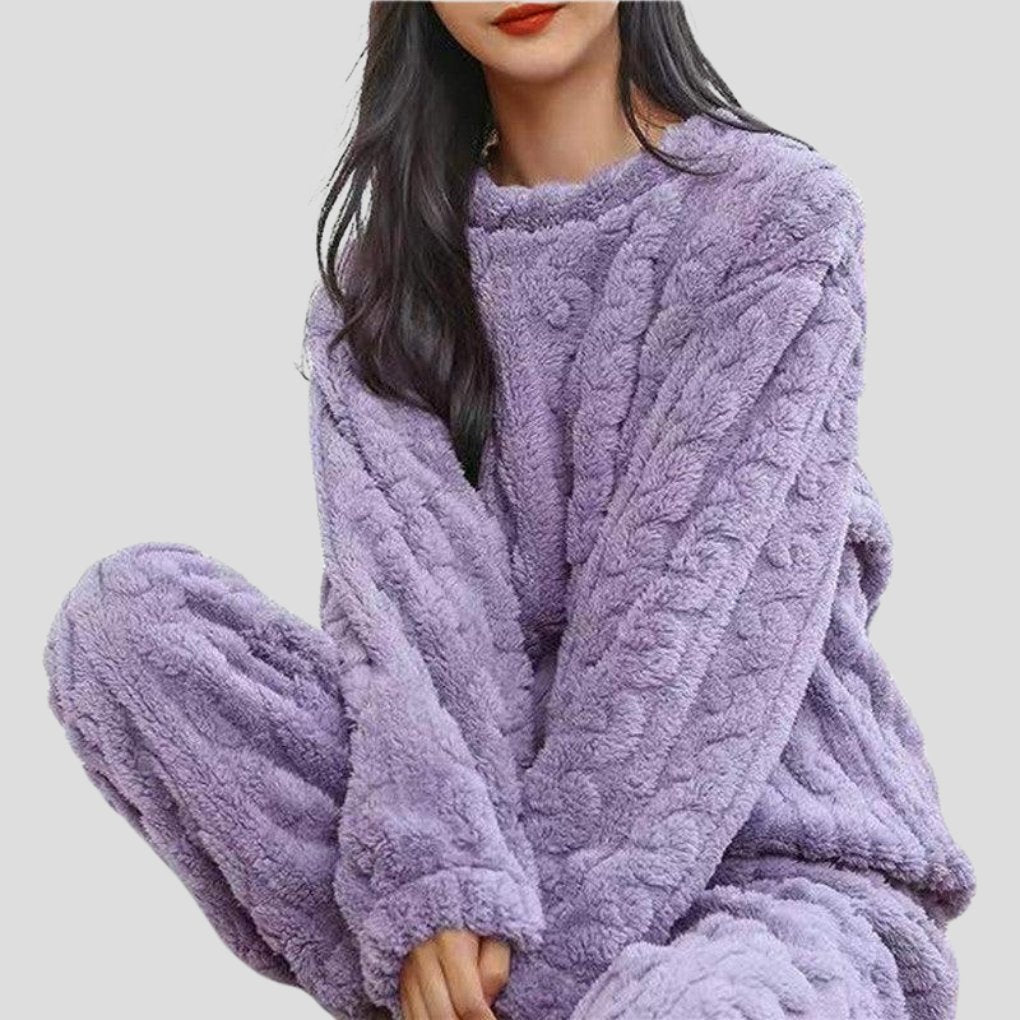 Women's Cosy Knit Pajama Set for Warm Nights Close Up