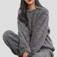 Women's Cosy Knit Pajama Set for Warm Nights Front