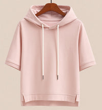 Women's Cotton Blend Short Sleeve Hoodie Front