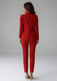Women's Double-Breasted Blazer Set with Tailored Trousers Back