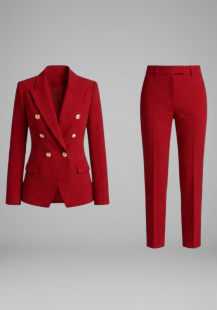 Women's Double-Breasted Blazer Set with Tailored Trousers Hero